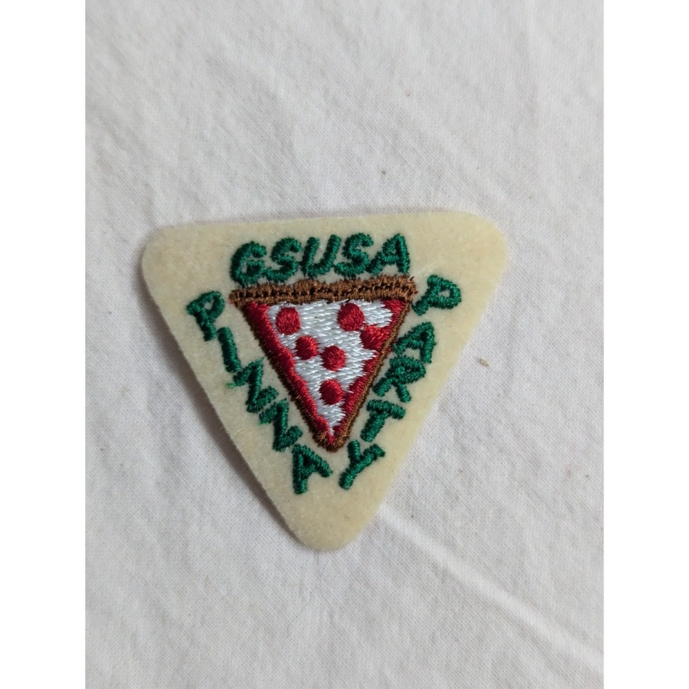 Vintage Girl Scouts GSUSA USA Pizza Party embroidered velour patch